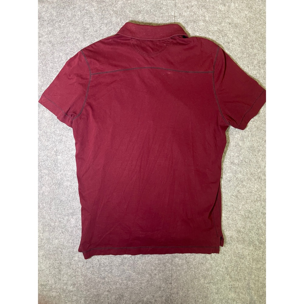 Banana Republic Mens Polo Shirt Large Maroon Burgundy Cotton Short Sleeve Pocket - Picture 5 of 6